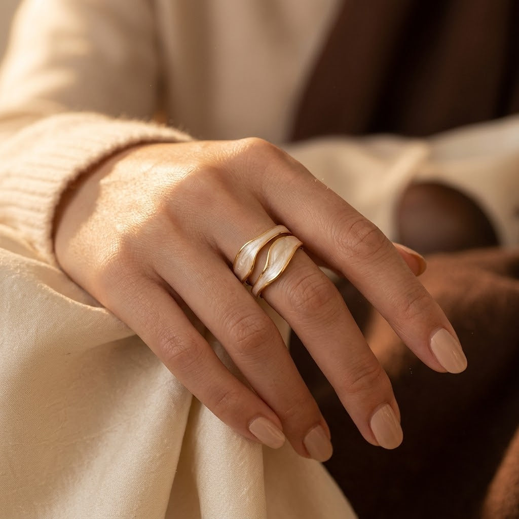Silver and Gold Sculptural Cuff Ring by Rose & Oliver - product image 1