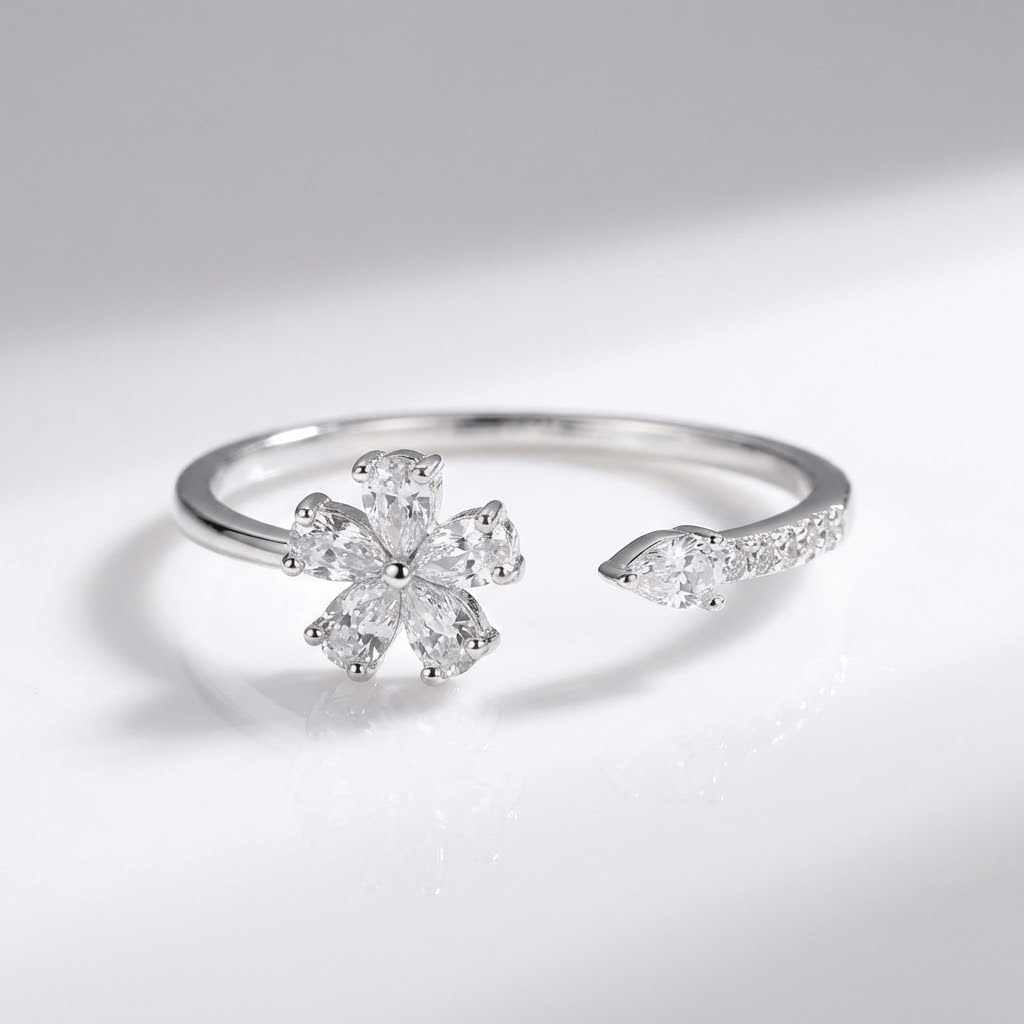 Silver Zirconia Flower - (Adjustable) by Rose & Oliver - product image 1
