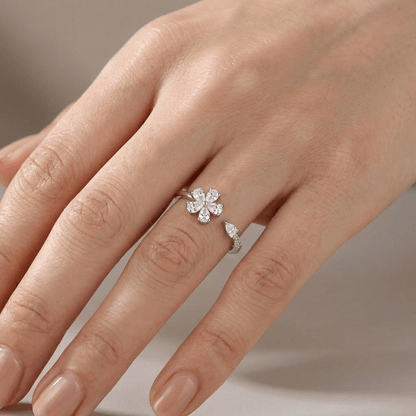 Silver Zirconia Flower - (Adjustable) by Rose & Oliver - product image 2