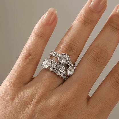 Silver Twin Sparkle Ring by Rose & Oliver - product image 2