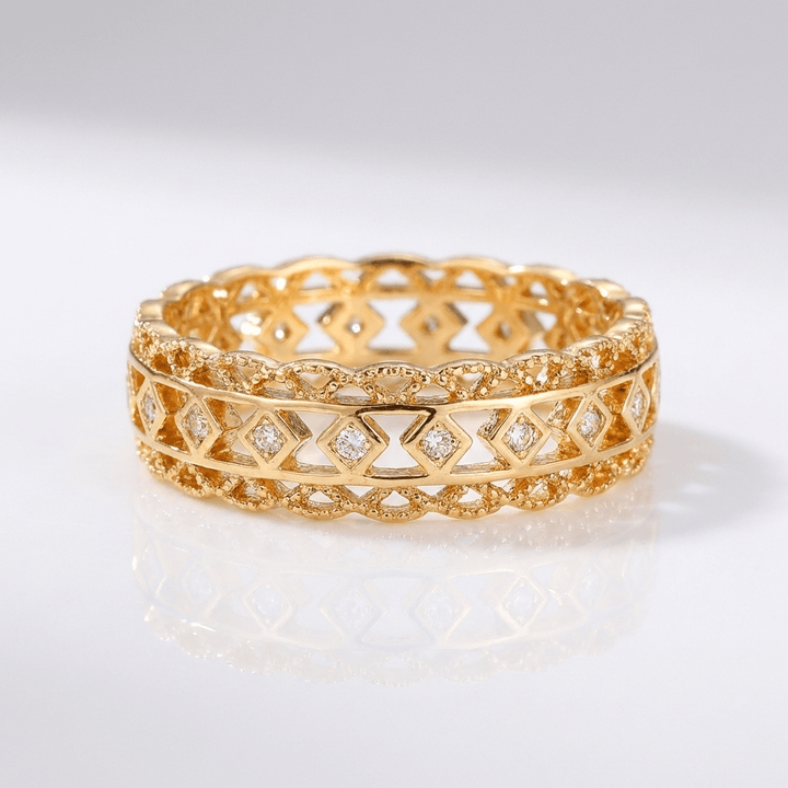 Gold Diamond Open Work Ring by Rose & Oliver - product image 1