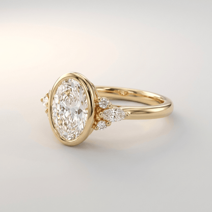 Gold Oval Zirconia Pear Trio Ring - (Adjustable) by Rose & Oliver - product image 3