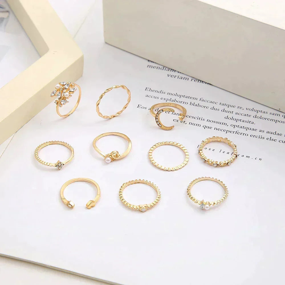 Boho™ | Silver and Gold Ring Set (10 Pairs) by Rose & Oliver - product image 2