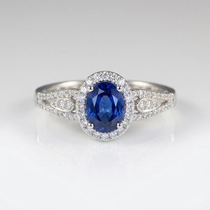Sapphire Halo Vintage Ring by Rose & Oliver - product image 1