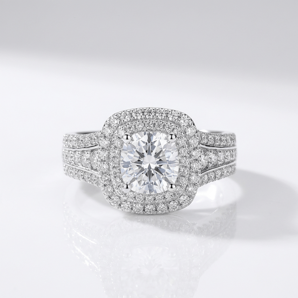 Silver Round Diamond Halo Ring by Rose & Oliver - product image 1